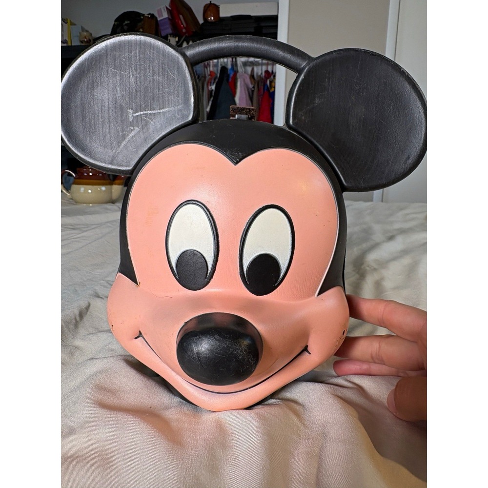 Disney Mickey Mouse Plastic Lunchbox with Handle Vintage Aladdin Industries